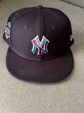 New York Yankees New Era 59Fifty Fitted Hat 7 3/4 NWOT Tri Color WS LOGO NYY